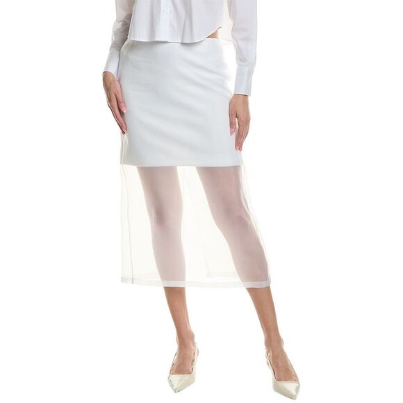Kenneth Cole Womens  Sheer Organza Pencil Skirt, White - Picture 1 of 3